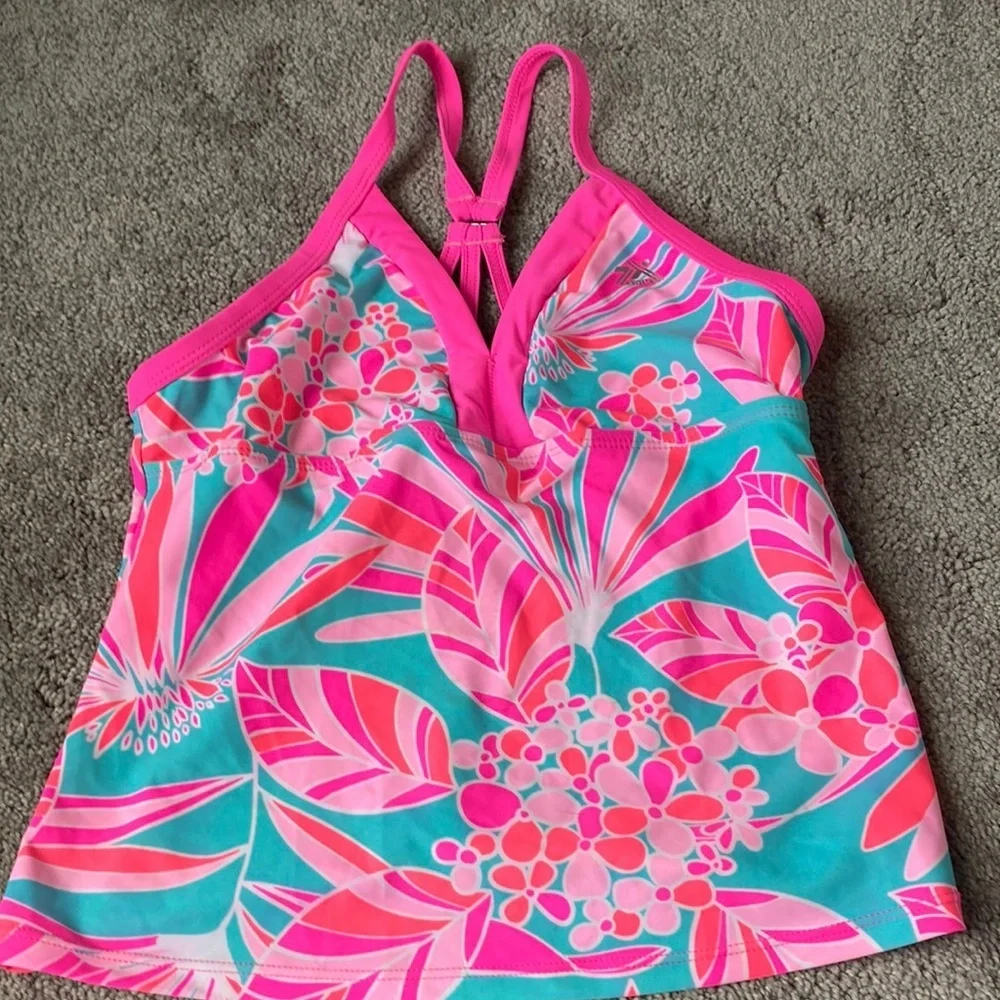 ZeroXposur Pink Floral Tankini Swimsuit SIZE 14 Tropical Two Piece Swim Set
